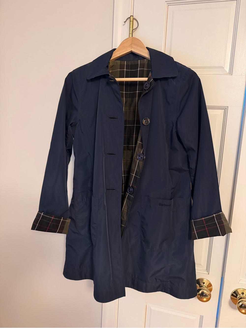 Barbour derby Mac rain jacket trench coat reversible UK8 US4
